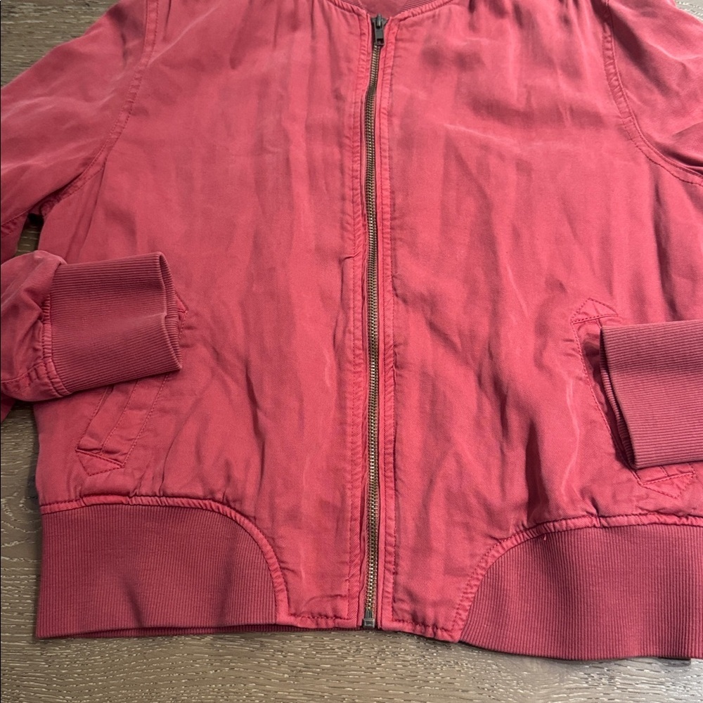 Dear John Red Bomber Jacket Lightweight Zip Up Casual Chic Size S - Picture 5 of 7